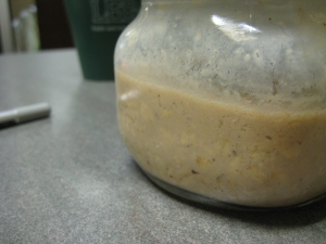 overnight oats in ball jar side view