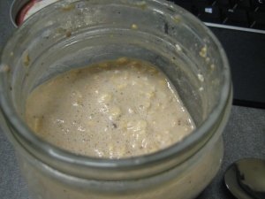 overnight oats in jar from top