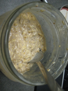 overnight oats in ball jar from side top
