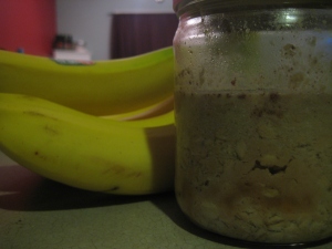 jar of overnight oats with banana